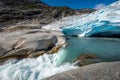 Melting Glacier Nigardsbreen Nigar Glacier arm of Jostedalsbreen located in Gaupne Jostedalen valley Norway Royalty Free Stock Photo