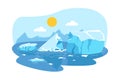 Melting glacier under the sunlight vector illustration.