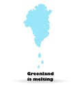 Melting glaciers of Greenland. The island of Denmark. Global warming. Changing of the climate. Map of Greenland on a white