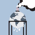 Earth emitting greenhouse gases from factories. Concept for global warming