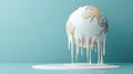 A melting globe symbolizes urgent issue of global warming with minimalist design highlighting climate changes impact earth Royalty Free Stock Photo