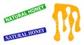 Melting Honey Textured Icon and Textured Natural Honey Seal Royalty Free Stock Photo