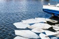 Melting ice blocks in river in spring Royalty Free Stock Photo