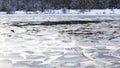 Melting ice blocks on surface of river Royalty Free Stock Photo