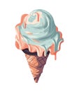 Melting ice cream cone, sweet summer refreshment