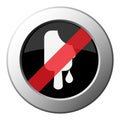 Melting ice cream icon - ban round metal button