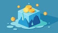 A melting ice cube with coins inside symbolizes the relief of financial burden and saving of money through consolidation Royalty Free Stock Photo