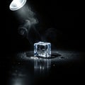 Melting Ice Cube with Steam Royalty Free Stock Photo