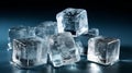Melting Ice cubes on blue background. Selective focus. Shallow depth of field Royalty Free Stock Photo