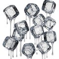 Melting ice cubes dripping water against white background Royalty Free Stock Photo