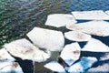 Melting ice floes in river in spring Royalty Free Stock Photo