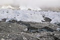 Melting ice glaciers due to global warming with thick mist at the top Royalty Free Stock Photo