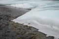 The melting of ice on the river in the beginning of spring. Irkutsk Region Royalty Free Stock Photo