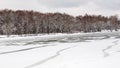 Melting ice surface of frozen river Royalty Free Stock Photo