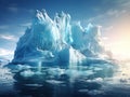 Ai Generated illustration Wildlife Concept of Melting iceberg on the ocean. Global warming and climate change Royalty Free Stock Photo