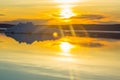 The melting iceberg on spring mountain lake in the setting sun. Royalty Free Stock Photo