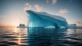 Melting iceberg with sun in background. Photorealistic high resolution illustration Royalty Free Stock Photo