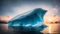 Melting iceberg with sun in background. Photorealistic high resolution illustration Royalty Free Stock Photo