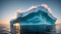 Melting iceberg with sun in background. Photorealistic high resolution illustration Royalty Free Stock Photo