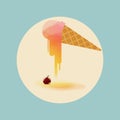 Melting icecream vector illustration with watercolor blending