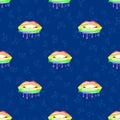 Melting lips seamless pattern in rainbow colors. Colorful gay pride for textiles sample of homosexuality design