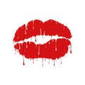 Melting lips vector illustration. Red lipstick. Hot picture.