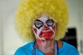 Melting Makeup on a Woman Clown