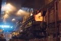 Melting of metal in a steel plant. Metallurgical industry.