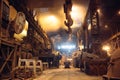 Melting of metal in a steel plant. Metallurgical industry.