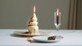 Melting Moments: Abstract Fusion of Ice Cream and Candle on Marble