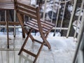 Melting snow on a balcony Royalty Free Stock Photo