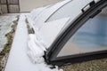 Melting snow on the pool roof going down Royalty Free Stock Photo