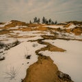 Melting snow and sand dunes Royalty Free Stock Photo