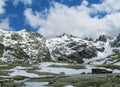 Melting snow in spring mountains Royalty Free Stock Photo