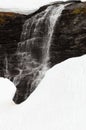 Melting snow waterfall