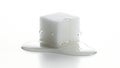 Melting Sugar Cube with Water Droplets on White Background disso Royalty Free Stock Photo