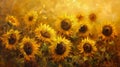 Melting Sunflowers: A Unique Oil Painted Landscape in Shades of