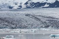 Melting tongue of the Breidamerkurjokull glacier summer season white ice