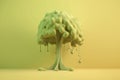 Melting and yellowing tree. Generative AI