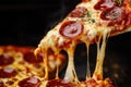 Melty Pepperoni Pizza Slice Being Pulled Royalty Free Stock Photo