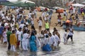 Member of the candomble religion participates in a party in honor of Yemanja in the city of Salvador