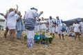 Member of the candomble religion participates in a party in honor of Yemanja in the city of Salvador