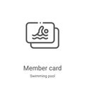 member card icon vector from swimming pool collection. Thin line member card outline icon vector illustration. Linear symbol for