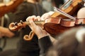 Member of classical music orchestra playing violin on a concert Royalty Free Stock Photo