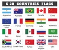 Member countries flags of G 20 drawing by illustration
