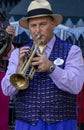 New Orleans Jazz Band trumpet Player performs at Disneyland, Anaheim, California Royalty Free Stock Photo