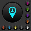 Member GPS map location dark push buttons with color icons