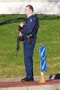 A member of the New Zealand police force armed with an assault rifle Royalty Free Stock Photo