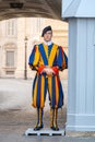 Rome, Italy - 29.10.2019: A member of the Pontifical Swiss Guard, Vatican
