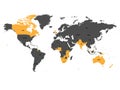 Member states of the British Commonwealth orange highlighted in the world map. Vector illustration